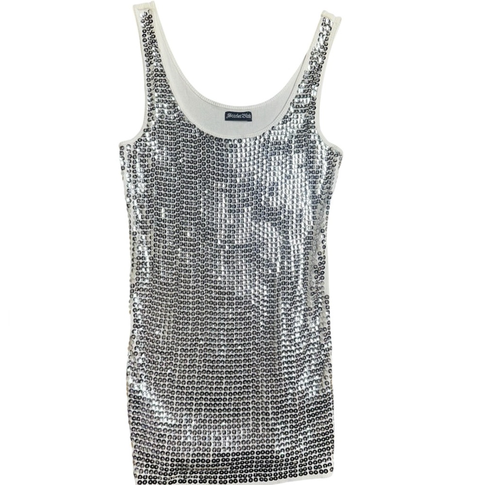 Silver Sequin Tank Top